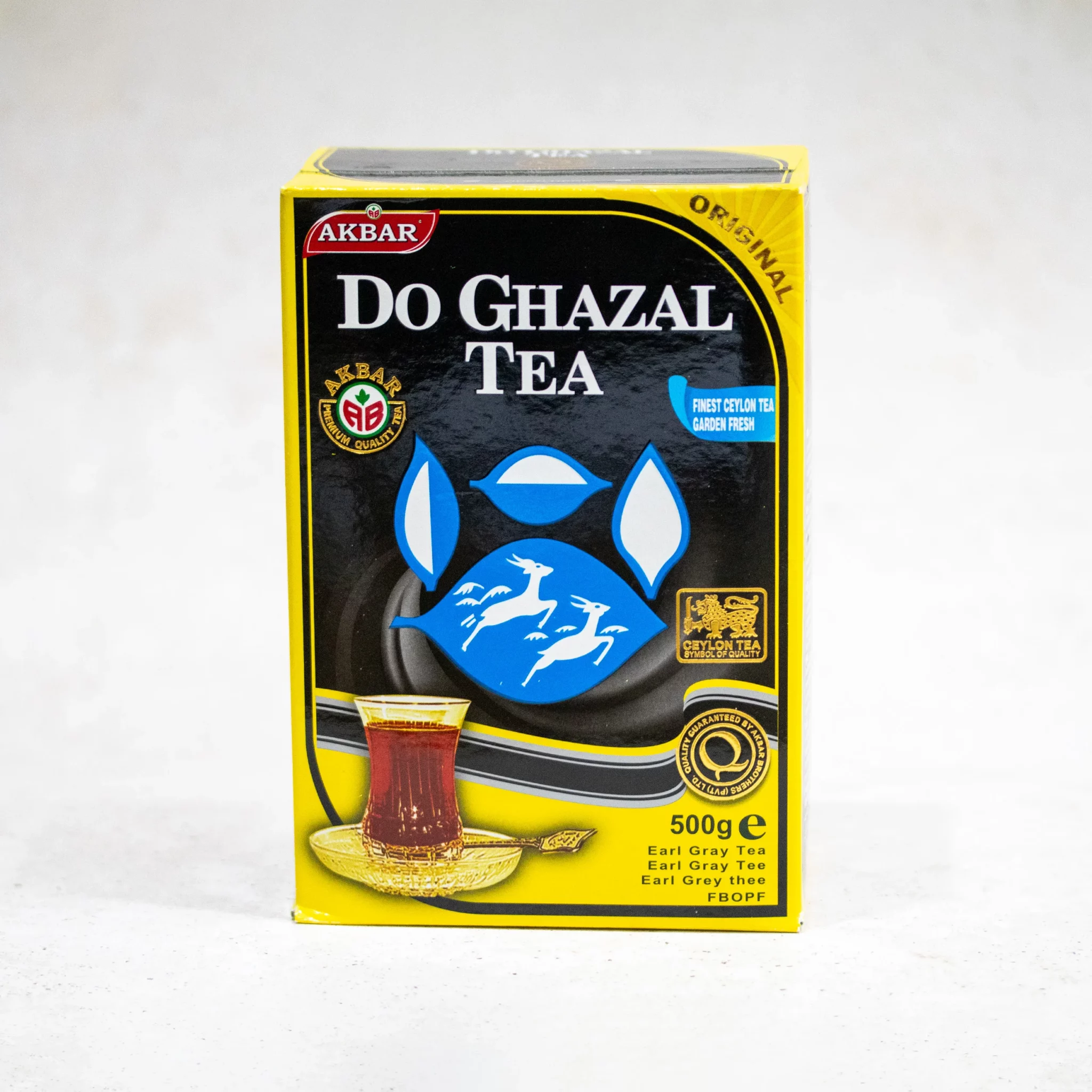 Do Ghazal Earl Grey thee uit Sri Lanka, 500g verpakking op productpagina.