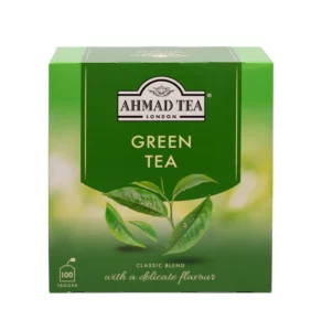 Groene thee van Ahmad Tea, klassieke blend in groene verpakking, bron van antioxidanten.