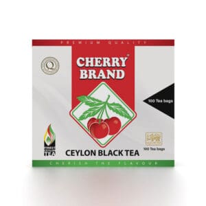 Verpakking van Cherry Brand Ceylon zwarte thee, premium losse zwarte thee uit Sri Lanka.