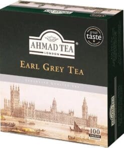 Verpakking van Ahmad Earl Grey Tea 100 theezakjes, ideaal als thee voor horeca.