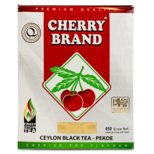 Verpakking Cherry Brand Ceylon losse zwarte thee, 450 gram, premium kwaliteit.